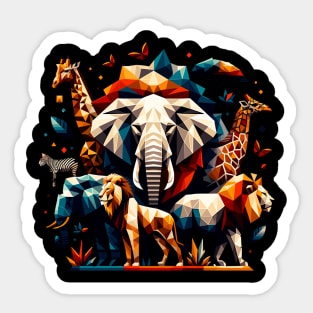 Savannah Mosaic: Geometric Wildlife Safari Sticker